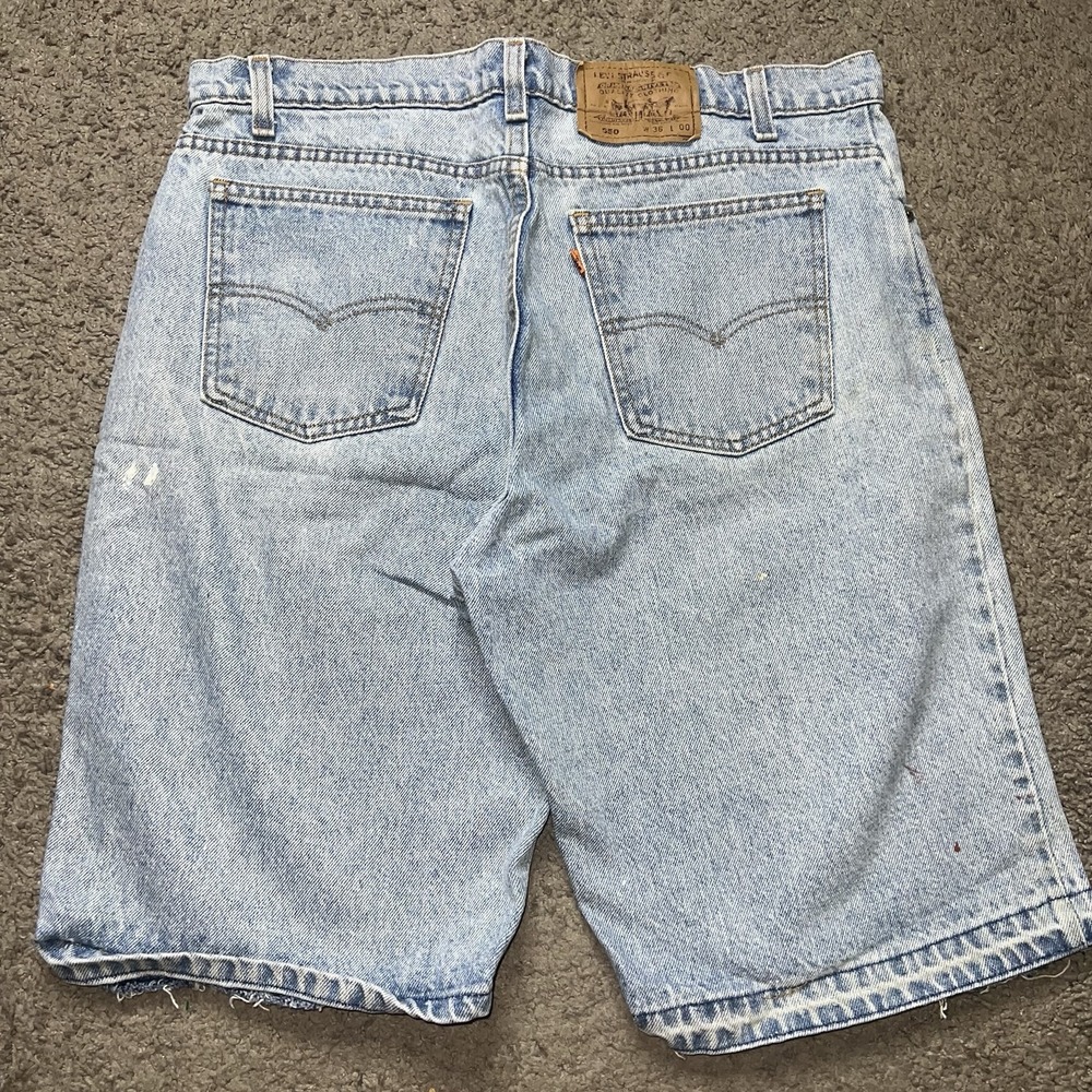 Vintage Levi's Jean Shorts 1996 Men's 550 Orange Tab Light Wash Size 36 Relaxed